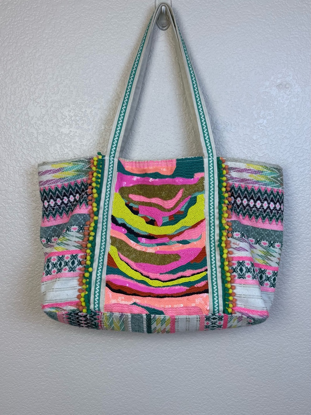 America & Beyond • Daphne Embellished Multi-Colored Hand Beaded Tote